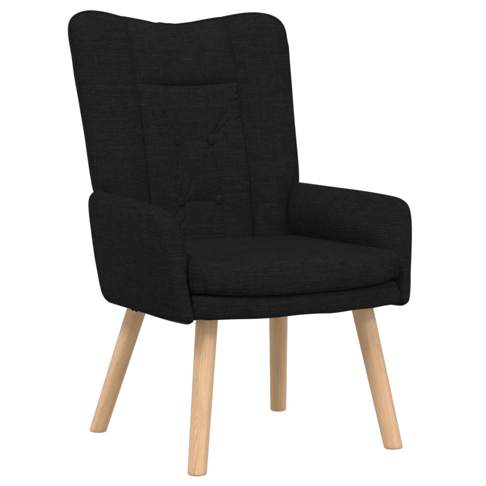 Produktbild för fåtölj Svart 63 x 67 x 94 cm Tyg och plywood