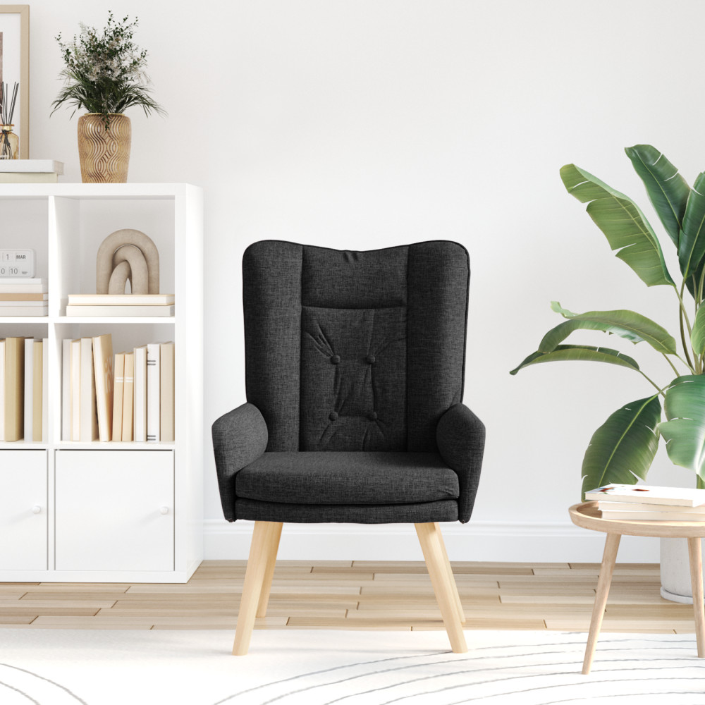 Produktbild för fåtölj Svart 63 x 67 x 94 cm Tyg och plywood
