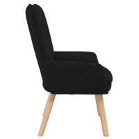 Produktbild för fåtölj Svart 63 x 67 x 94 cm Tyg och plywood