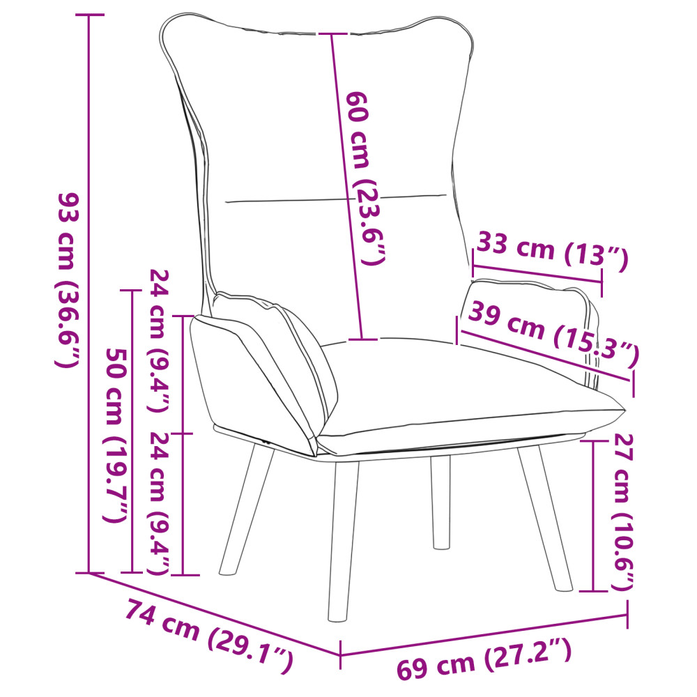 Produktbild för fåtölj Svart 69 x 74 x 93 cm Konstläder