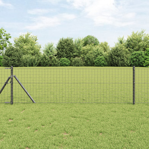 vidaXL Eurogärdsel Grå 0,6 x 50 m PVC-belagt järn