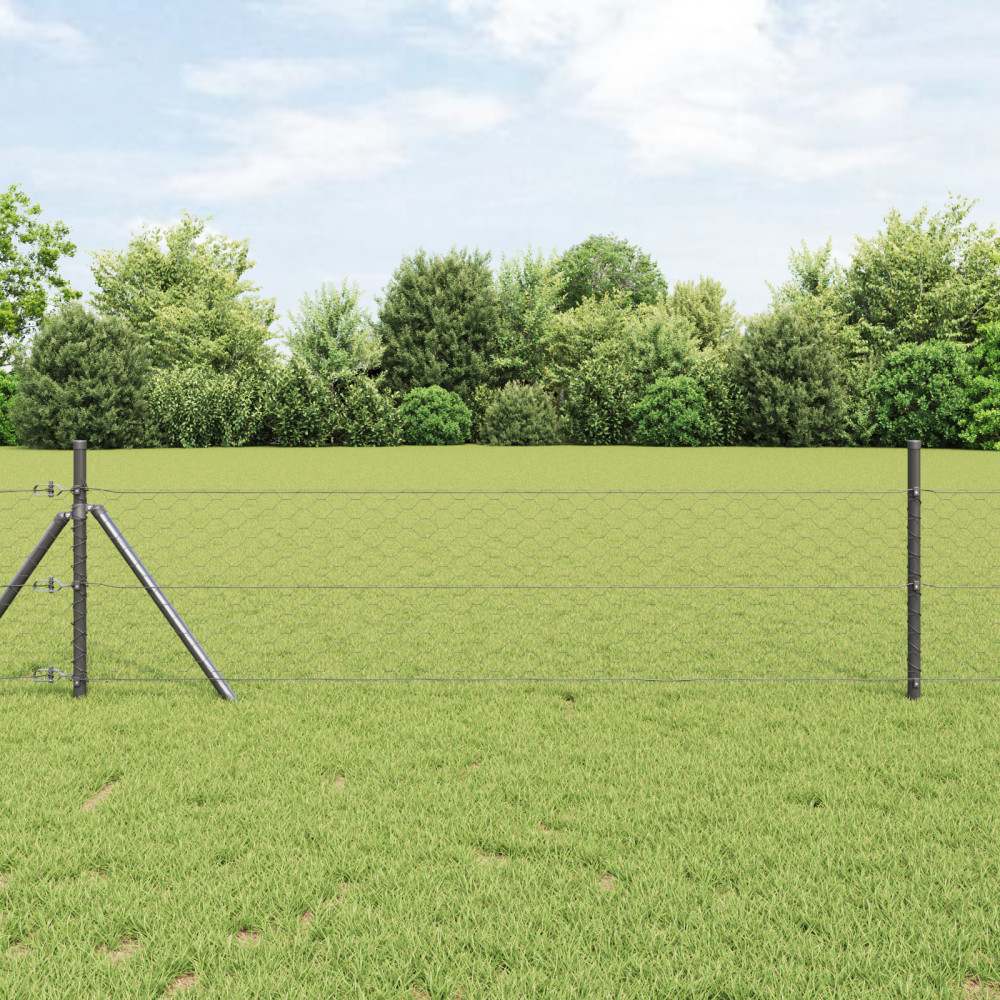 Produktbild för Hexagonstängsel Grå 1,4 x 100 m PVC