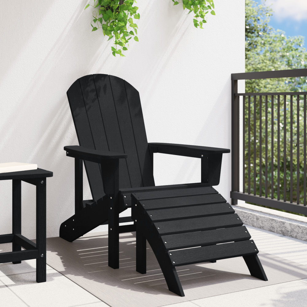 Produktbild för Adirondackstol Svart 82 x 74 x 92 cm HDPE