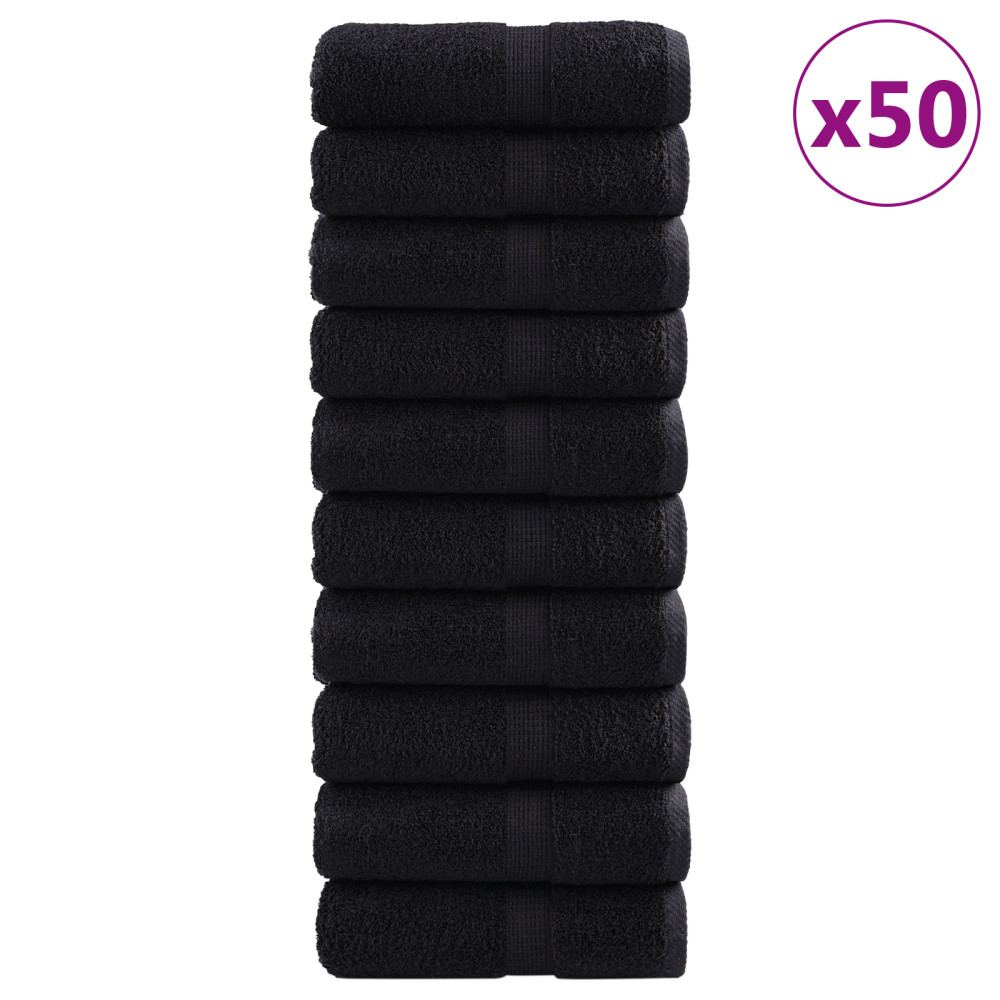 Produktbild för Gästhandduk SOLUND 50 pcs Svart 30 x 50 cm 550 gsm