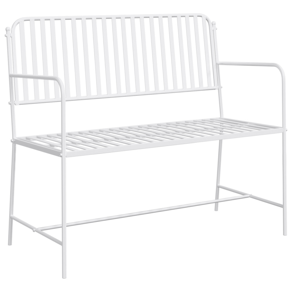 Produktbild för Trädgårdsbänk Enkel Vit 103,5 x 51,5 x 90 cm Stål