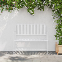 Produktbild för Trädgårdsbänk Enkel Vit 103,5 x 51,5 x 90 cm Stål