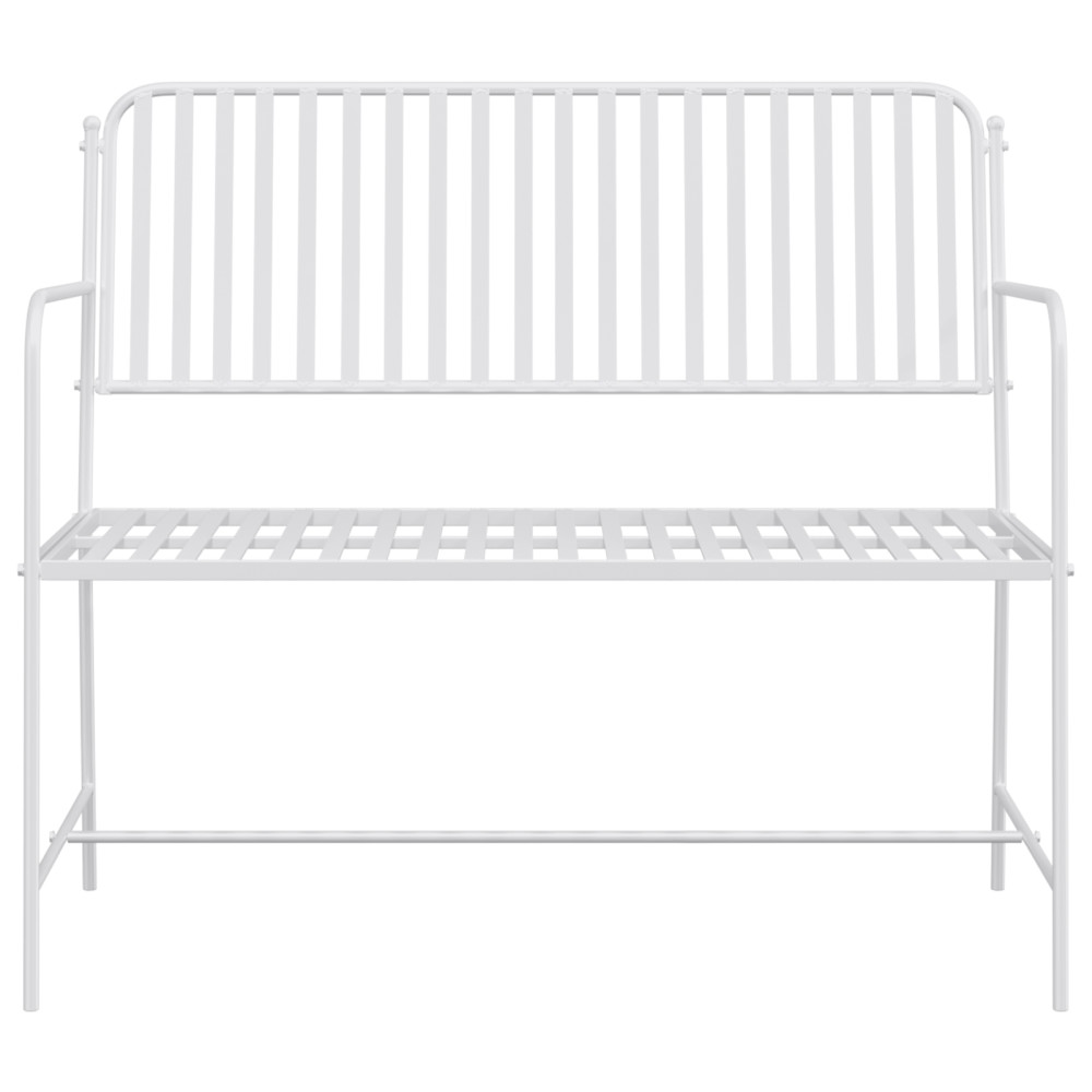 Produktbild för Trädgårdsbänk Enkel Vit 103,5 x 51,5 x 90 cm Stål