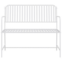Produktbild för Trädgårdsbänk Enkel Vit 103,5 x 51,5 x 90 cm Stål
