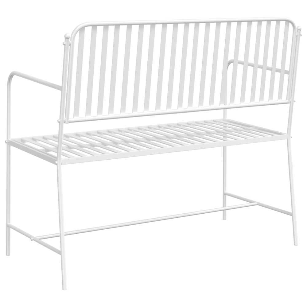 Produktbild för Trädgårdsbänk Enkel Vit 103,5 x 51,5 x 90 cm Stål