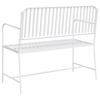 Produktbild för Trädgårdsbänk Enkel Vit 103,5 x 51,5 x 90 cm Stål