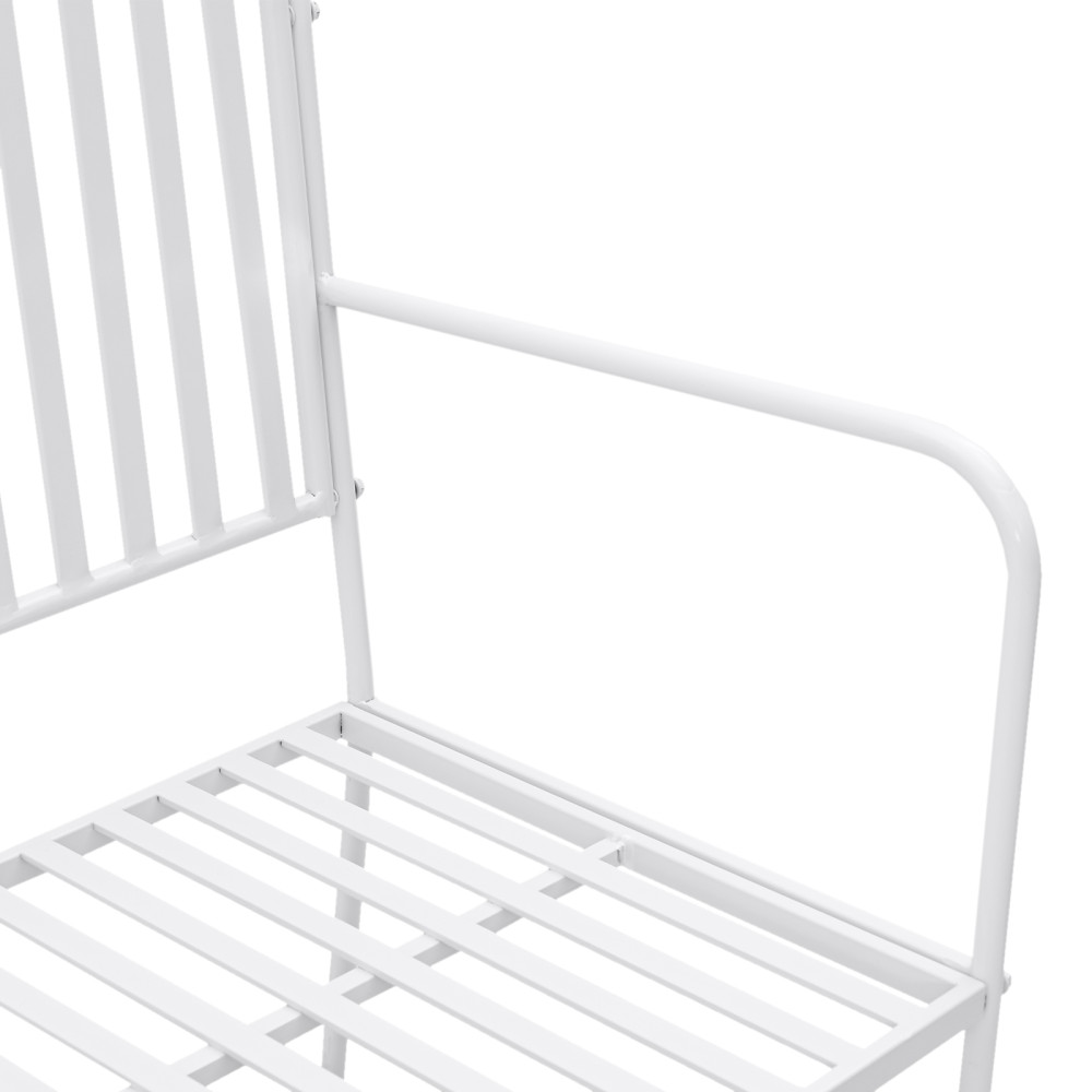 Produktbild för Trädgårdsbänk Enkel Vit 103,5 x 51,5 x 90 cm Stål