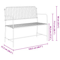 Produktbild för Trädgårdsbänk Enkel Vit 103,5 x 51,5 x 90 cm Stål