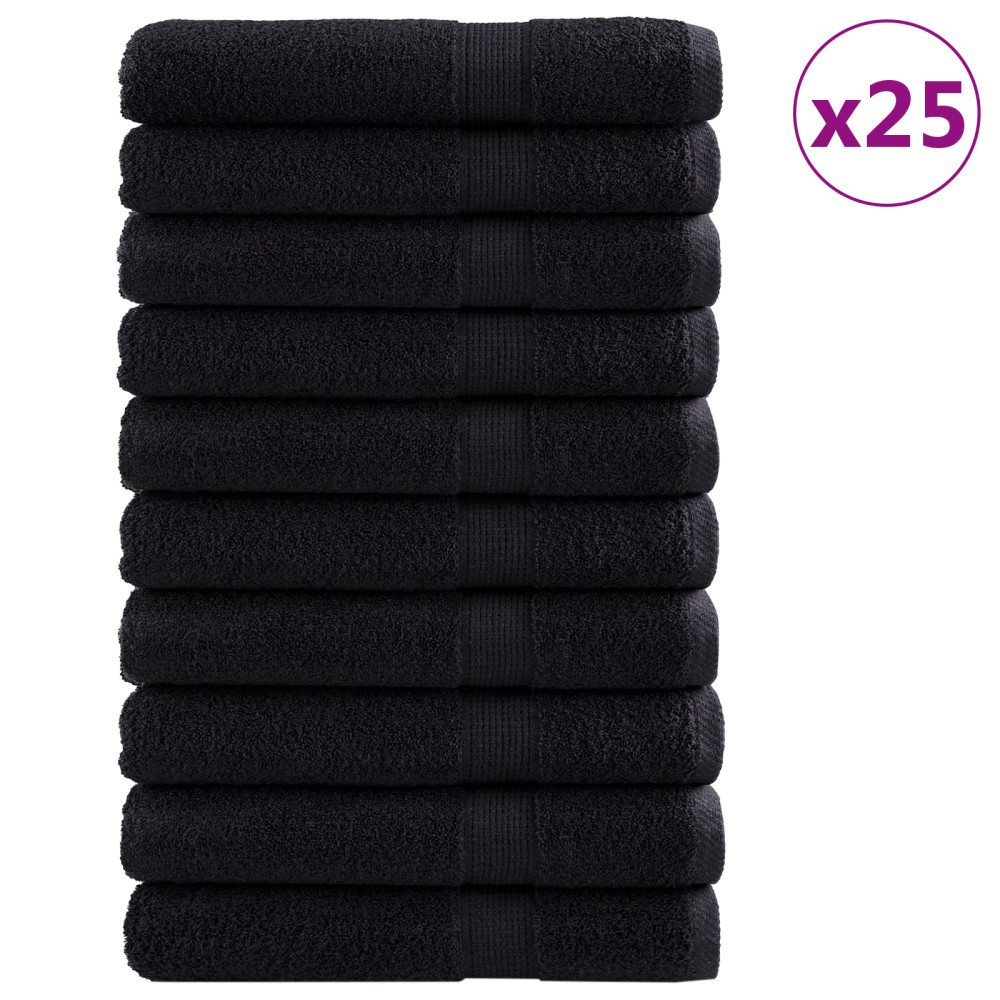 Produktbild för Gästhandduk SOLUND 25 pcs Svart 100 x 200 cm 550 gsm