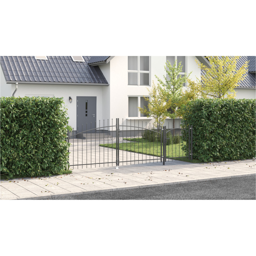 Produktbild för Trädgårdsgrind med lås Woerden Grå 150 x 400 cm Stål