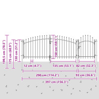 Produktbild för Trädgårdsgrind med lås Woerden Grå 150 x 400 cm Stål