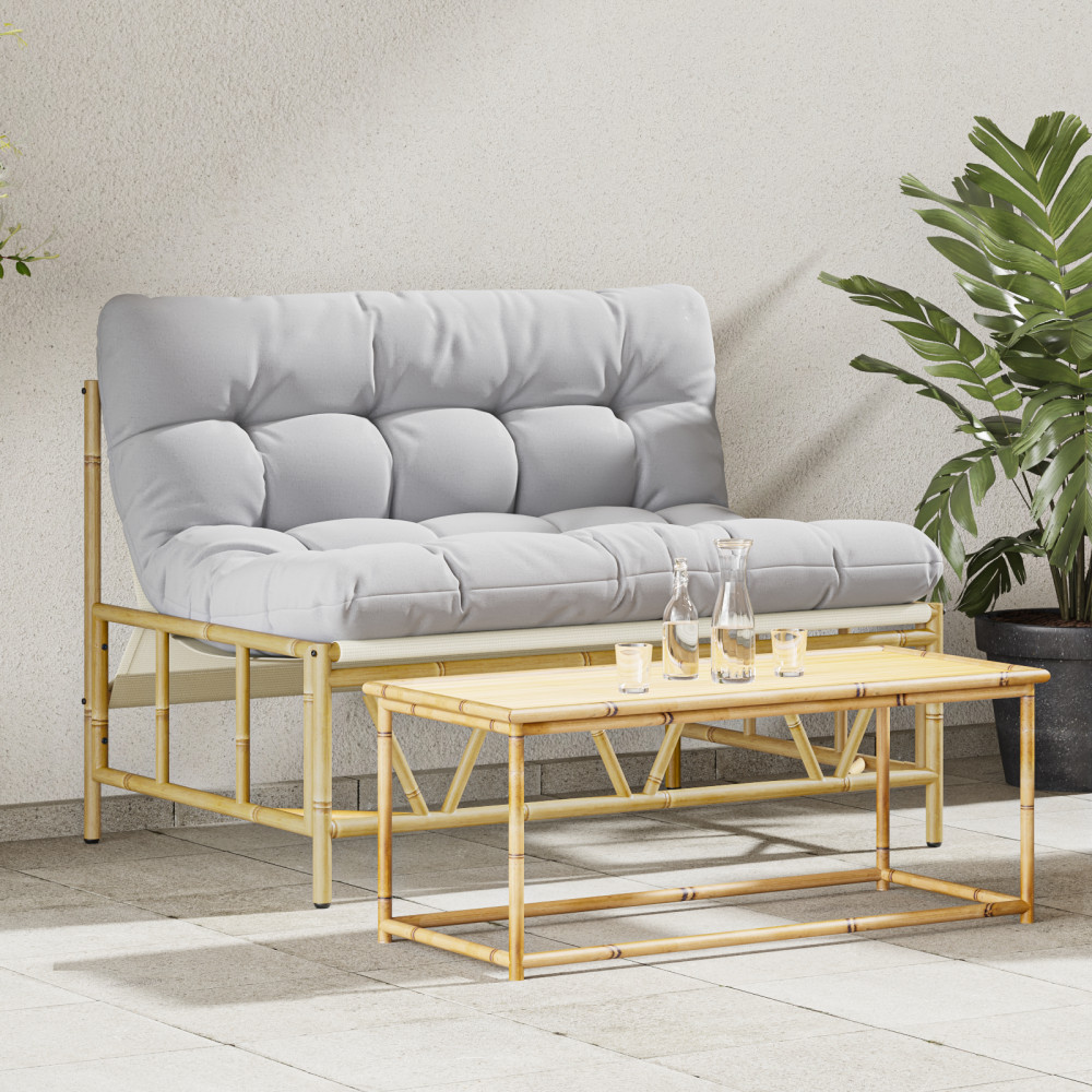 Produktbild för Utomhussittplatser med kudde Ljusgrå 110 x 74,5 x 71 cm Stål