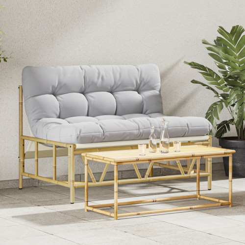 vidaXL Utomhussittplatser med kudde Ljusgrå 110 x 74,5 x 71 cm Stål