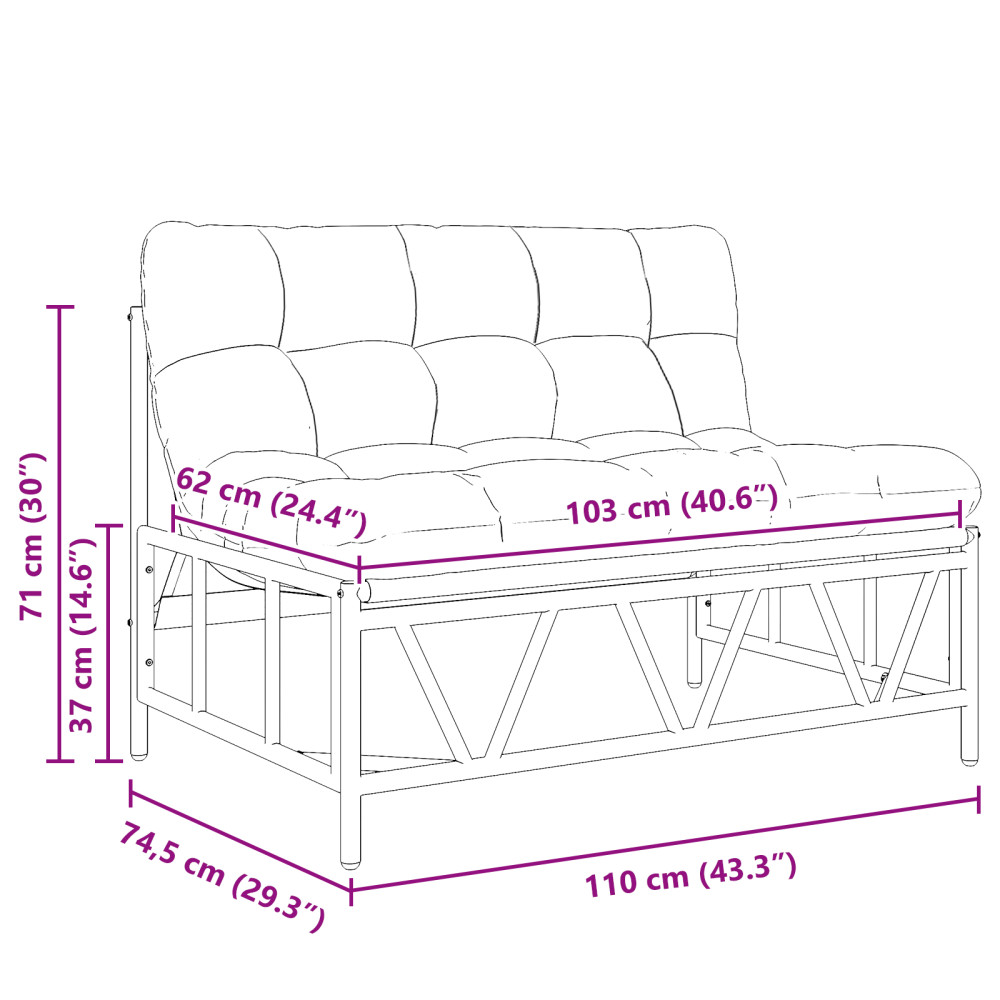 Produktbild för Utomhussittplatser med kudde Ljusgrå 110 x 74,5 x 71 cm Stål