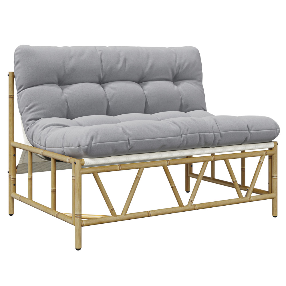Produktbild för Utomhussittplatser med kudde Ljusgrå 110 x 74,5 x 71 cm Stål
