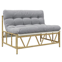 Produktbild för Utomhussittplatser med kudde Ljusgrå 110 x 74,5 x 71 cm Stål