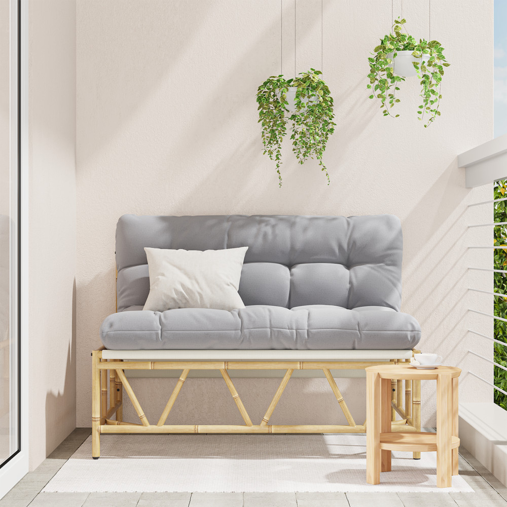 Produktbild för Utomhussittplatser med kudde Ljusgrå 110 x 74,5 x 71 cm Stål