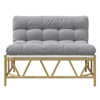Produktbild för Utomhussittplatser med kudde Ljusgrå 110 x 74,5 x 71 cm Stål