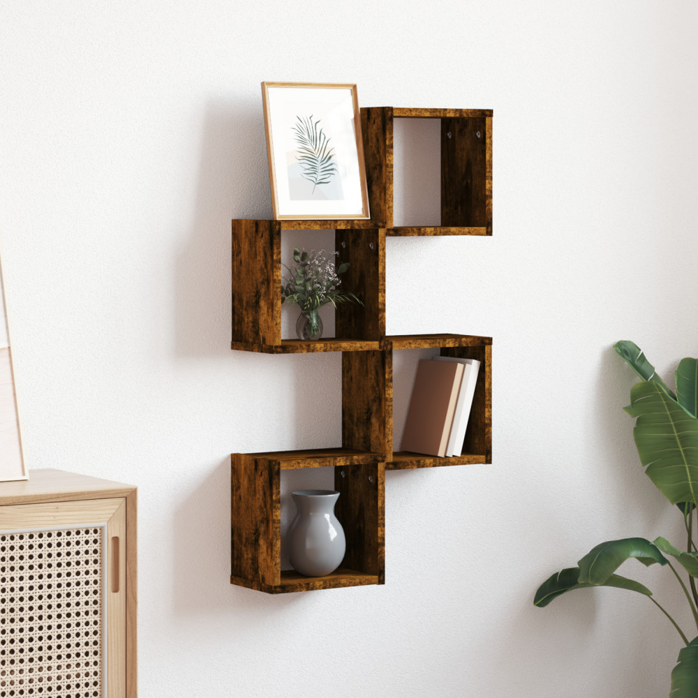 Produktbild för Vägg hyllor 4 pcs Rökt ek 26 x 15 x 26 cm Konstruerat trä