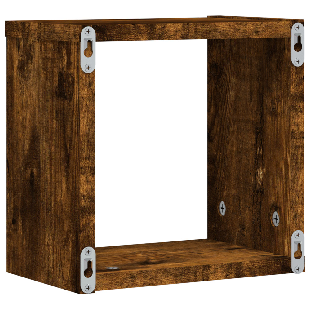 Produktbild för Vägg hyllor 4 pcs Rökt ek 26 x 15 x 26 cm Konstruerat trä
