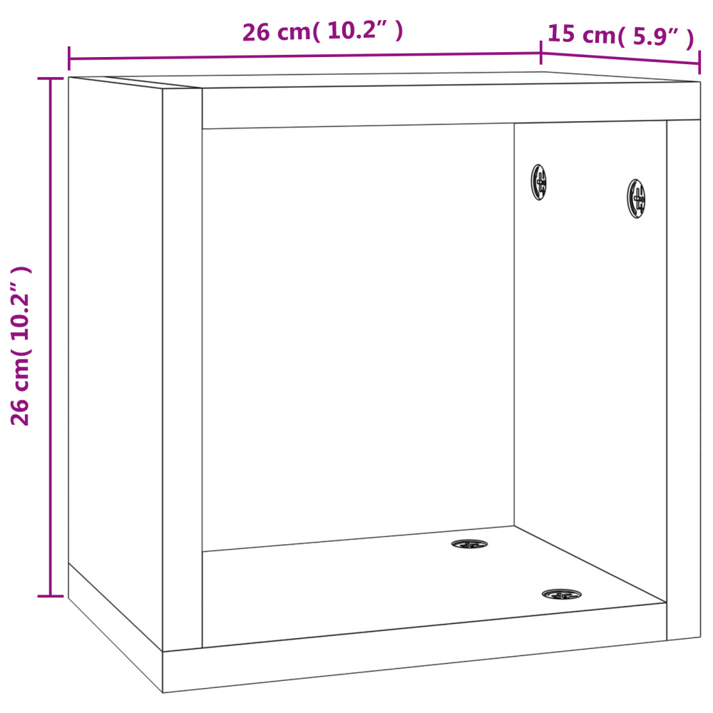 Produktbild för Vägg hyllor 4 pcs Rökt ek 26 x 15 x 26 cm Konstruerat trä