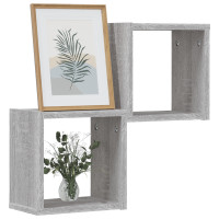 Produktbild för Vägg hyllor 2 pcs Grå Sonoma 26 x 15 x 26 cm Konstruerat trä