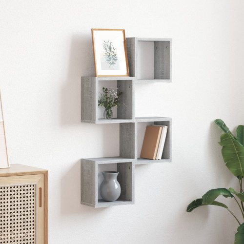 vidaXL Vägg hyllor 4 pcs Grå Sonoma 26 x 15 x 26 cm Konstruerat trä