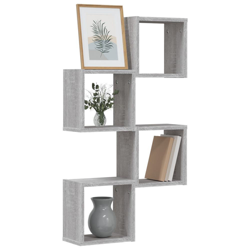 Produktbild för Vägg hyllor 4 pcs Grå Sonoma 26 x 15 x 26 cm Konstruerat trä