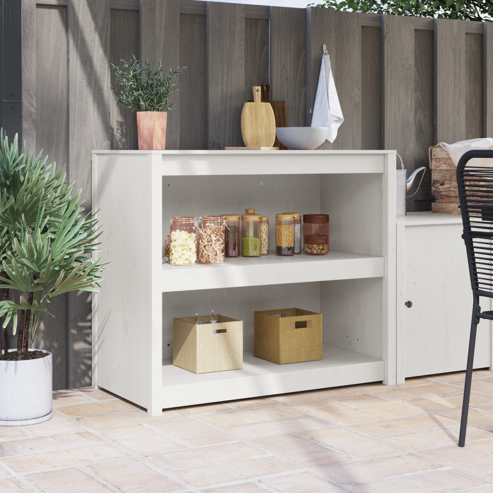 Produktbild för Köksskåp med hylla MEPPEL Vit 106 x 55 x 92 cm Massiv furu
