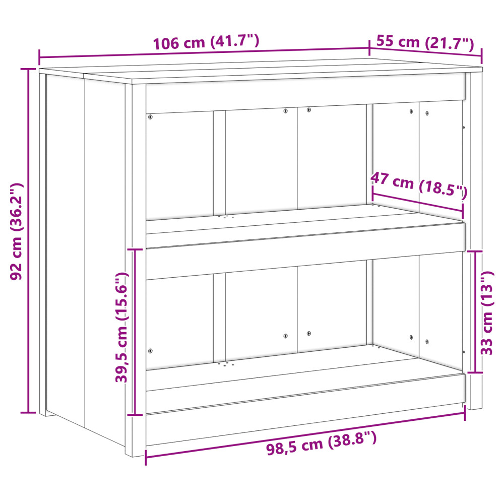 Produktbild för Köksskåp med hylla MEPPEL Brun Ek 106 x 55 x 92 cm Massiv furu