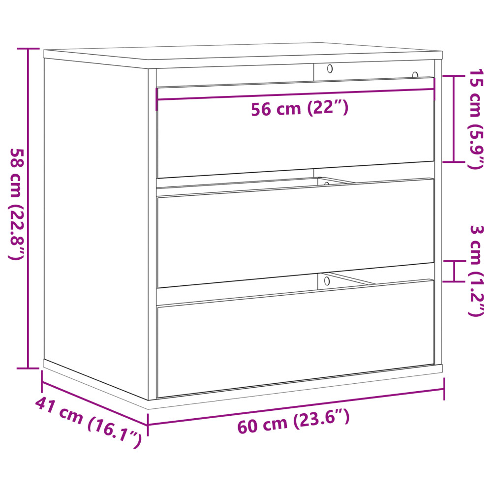 Produktbild för Lådans skåp med låda Svart 61 x 41 x 58 cm Konstruerat trä