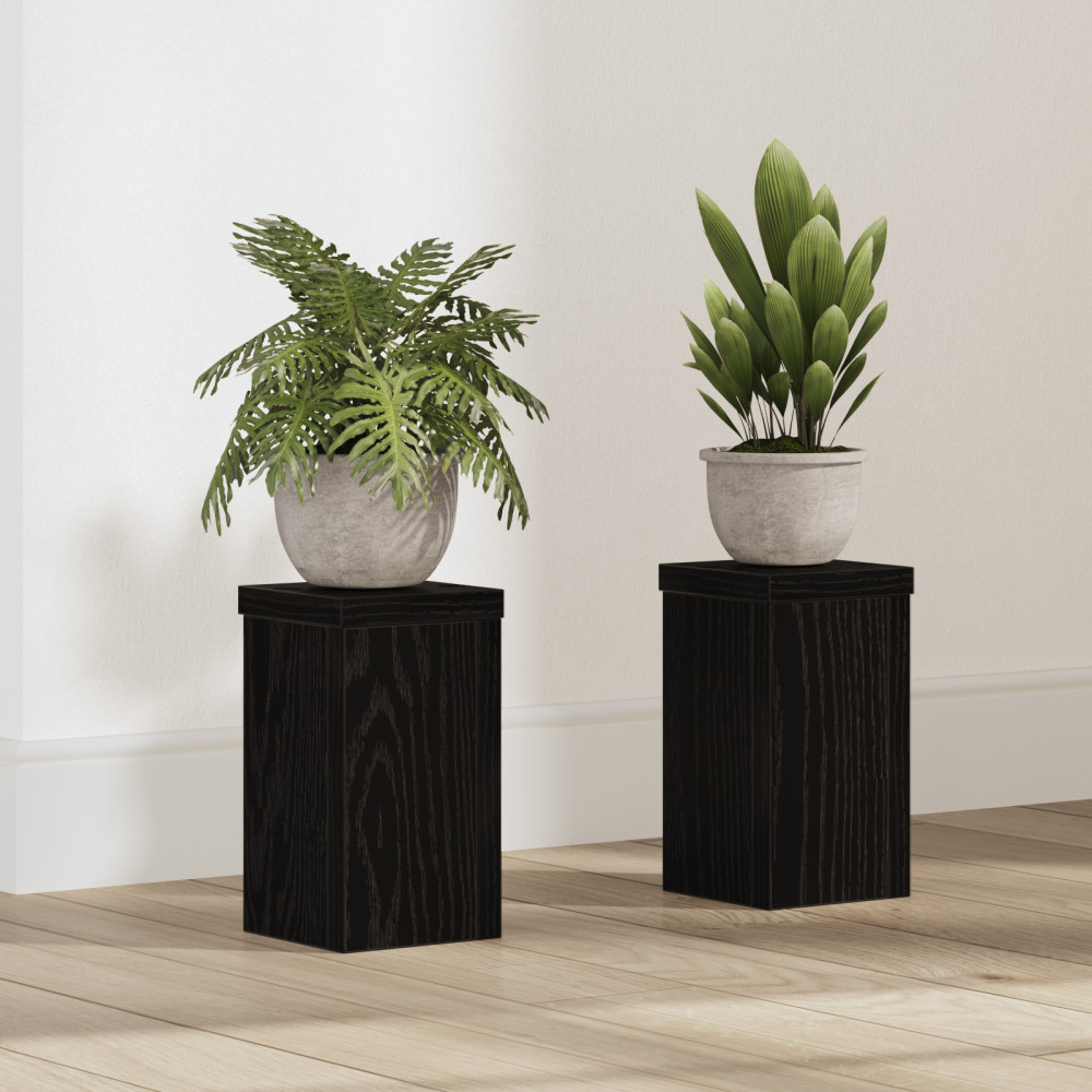 Produktbild för Växtställ 2 pcs Svart Ek 10 x 10 x 18 cm Konstruerat trä
