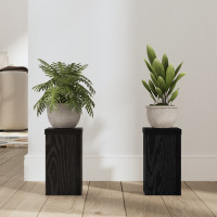 Produktbild för Växtställ 2 pcs Svart Ek 10 x 10 x 18 cm Konstruerat trä