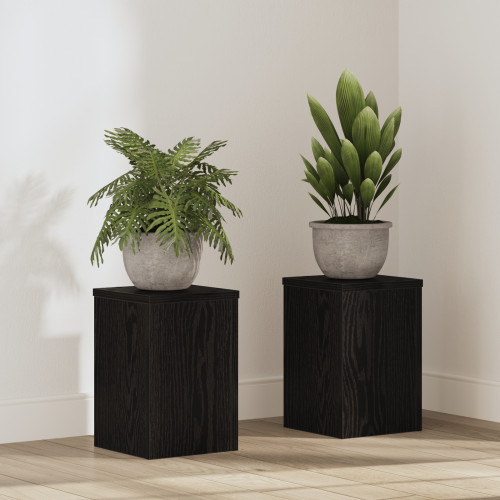 vidaXL Växtställ 2 pcs Svart Ek 20 x 20 x 30 cm Konstruerat trä