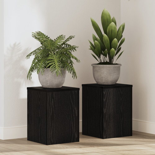 vidaXL Växtställ 2 pcs Svart Ek 25 x 25 x 35 cm Konstruerat trä
