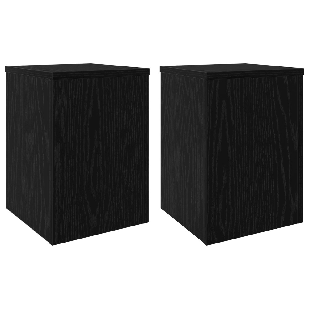 Produktbild för Växtställ 2 pcs Svart Ek 25 x 25 x 35 cm Konstruerat trä