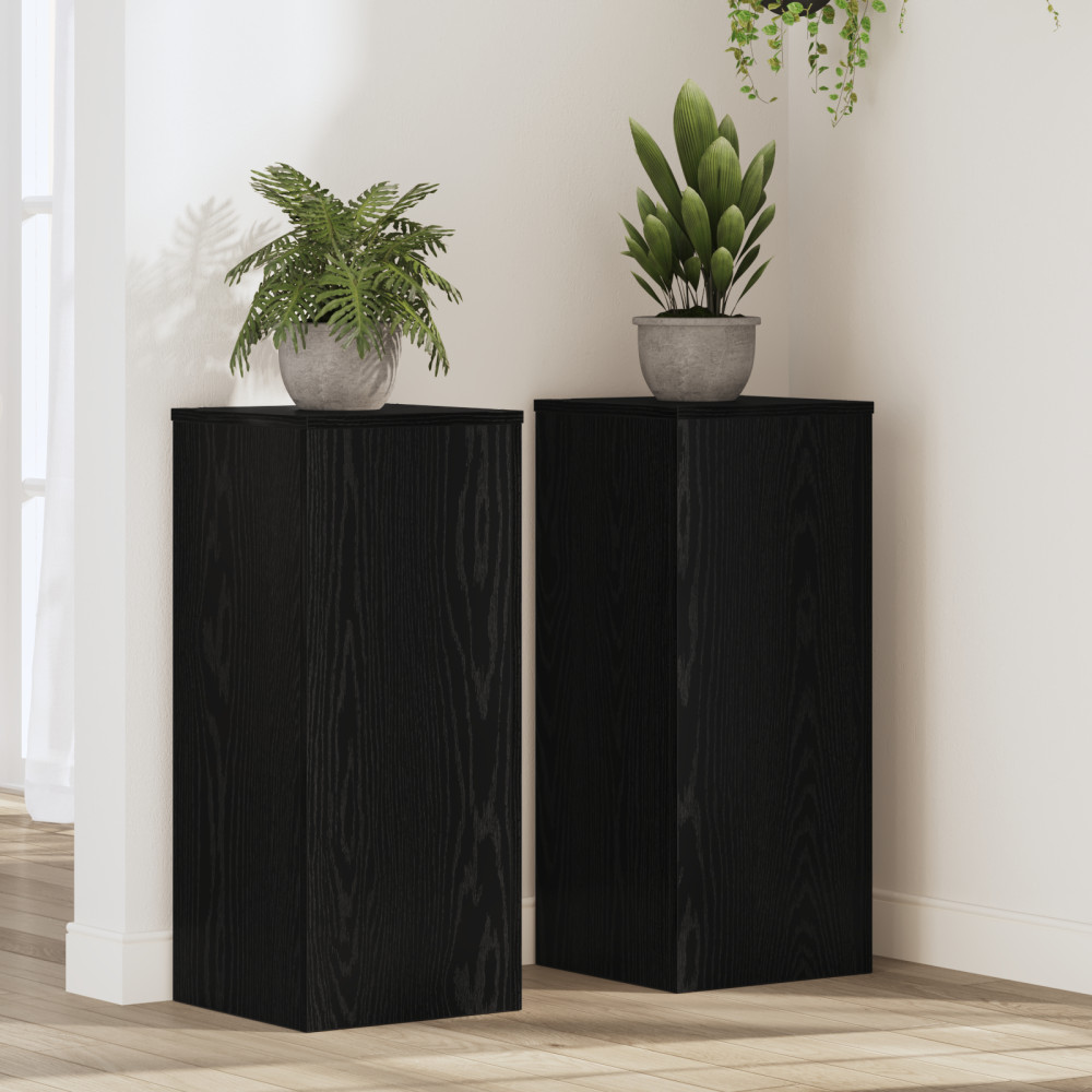 Produktbild för Växtställ 2 pcs Svart Ek 30 x 30 x 70 cm Konstruerat trä