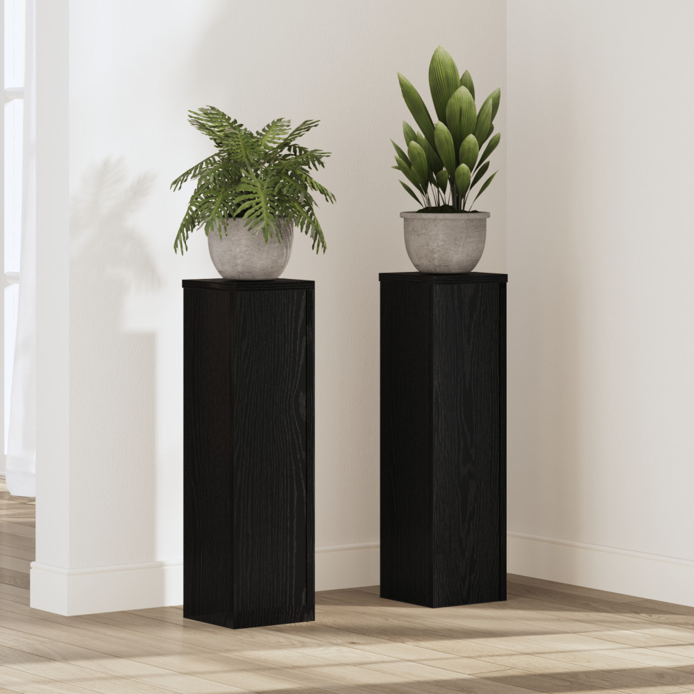 Produktbild för Växtställ 2 pcs Svart Ek 17 x 17 x 60 cm Konstruerat trä