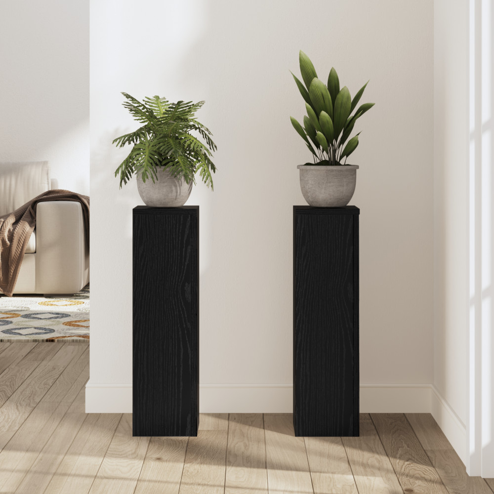 Produktbild för Växtställ 2 pcs Svart Ek 17 x 17 x 60 cm Konstruerat trä
