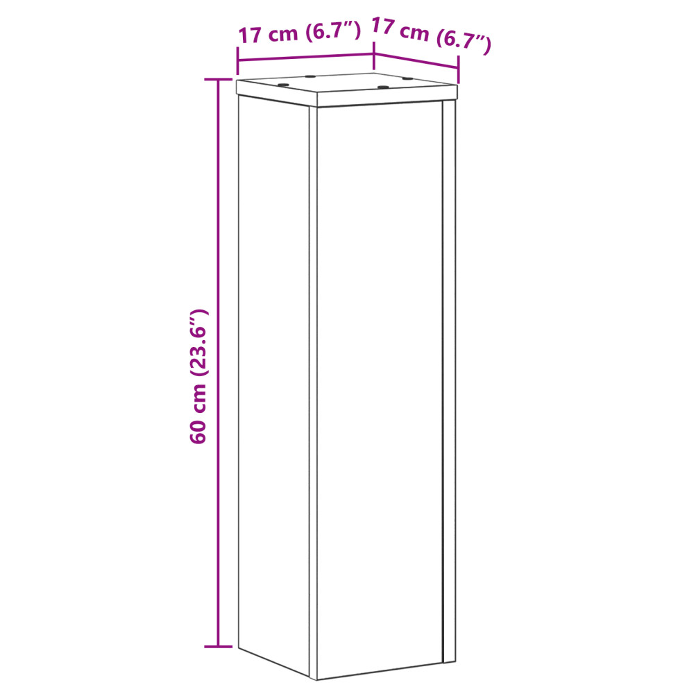 Produktbild för Växtställ 2 pcs Svart Ek 17 x 17 x 60 cm Konstruerat trä