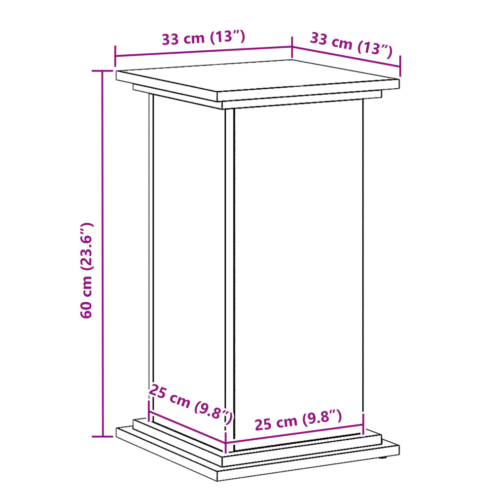 Produktbild för Växtställ Svart Ek 33 x 33 x 60 cm Konstruerat trä
