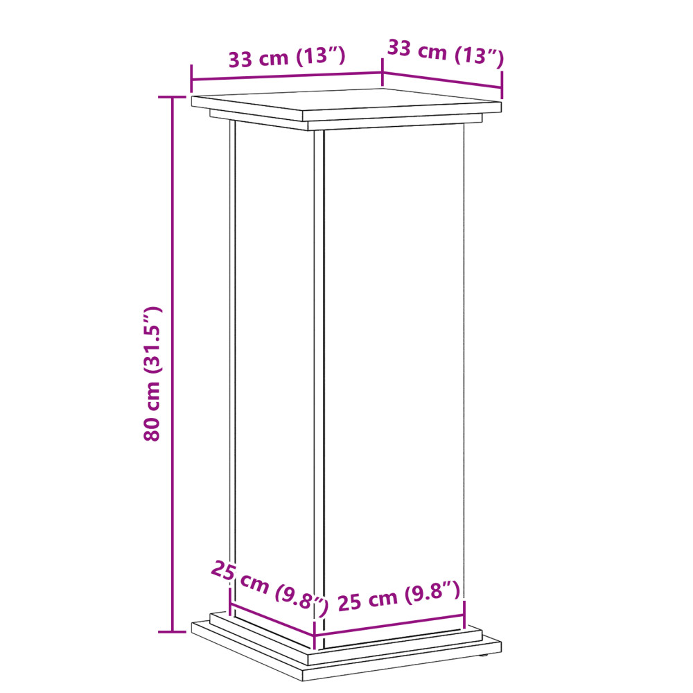Produktbild för Växtställ Svart Ek 33 x 33 x 80 cm Konstruerat trä