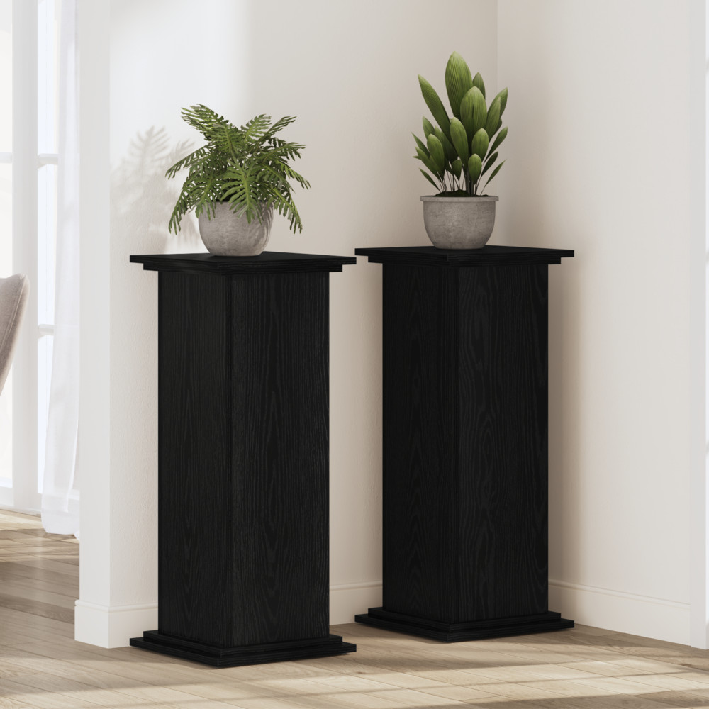 Produktbild för Växtställ Svart Ek 33 x 33 x 100 cm Konstruerat trä