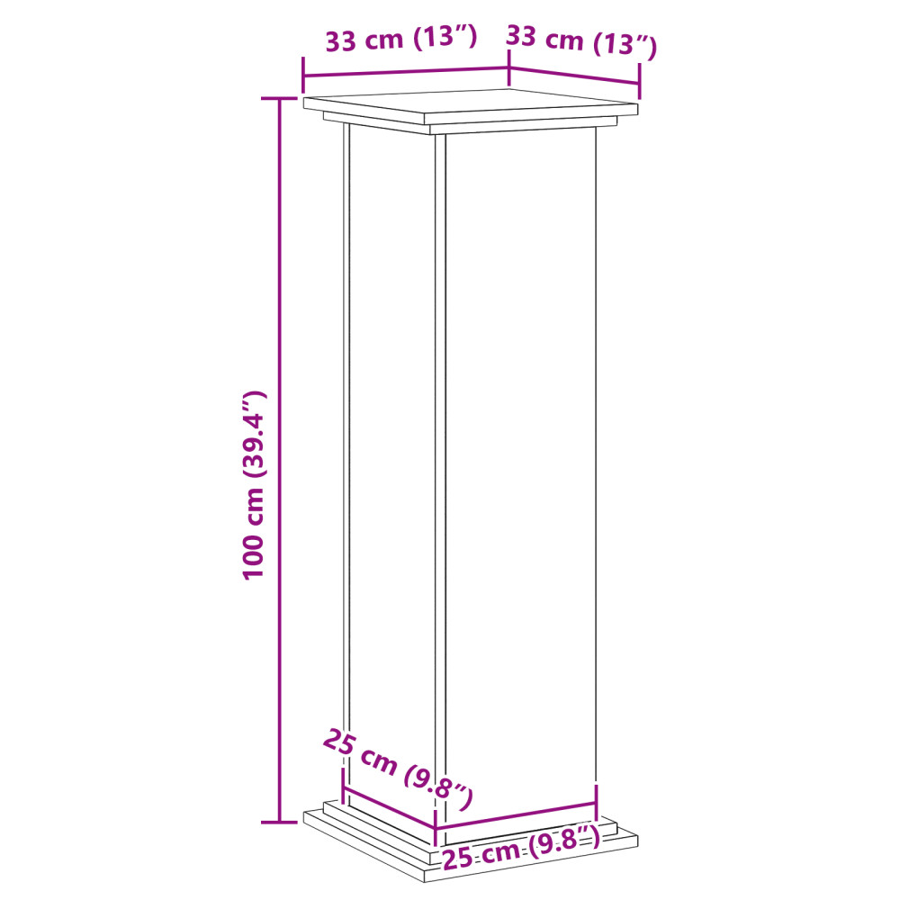 Produktbild för Växtställ Svart Ek 33 x 33 x 100 cm Konstruerat trä