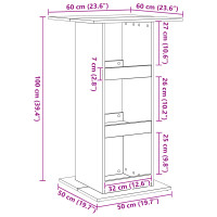 Produktbild för Barbord med hylla Svart Ek 60 x 60 x 100 cm Konstruerat trä