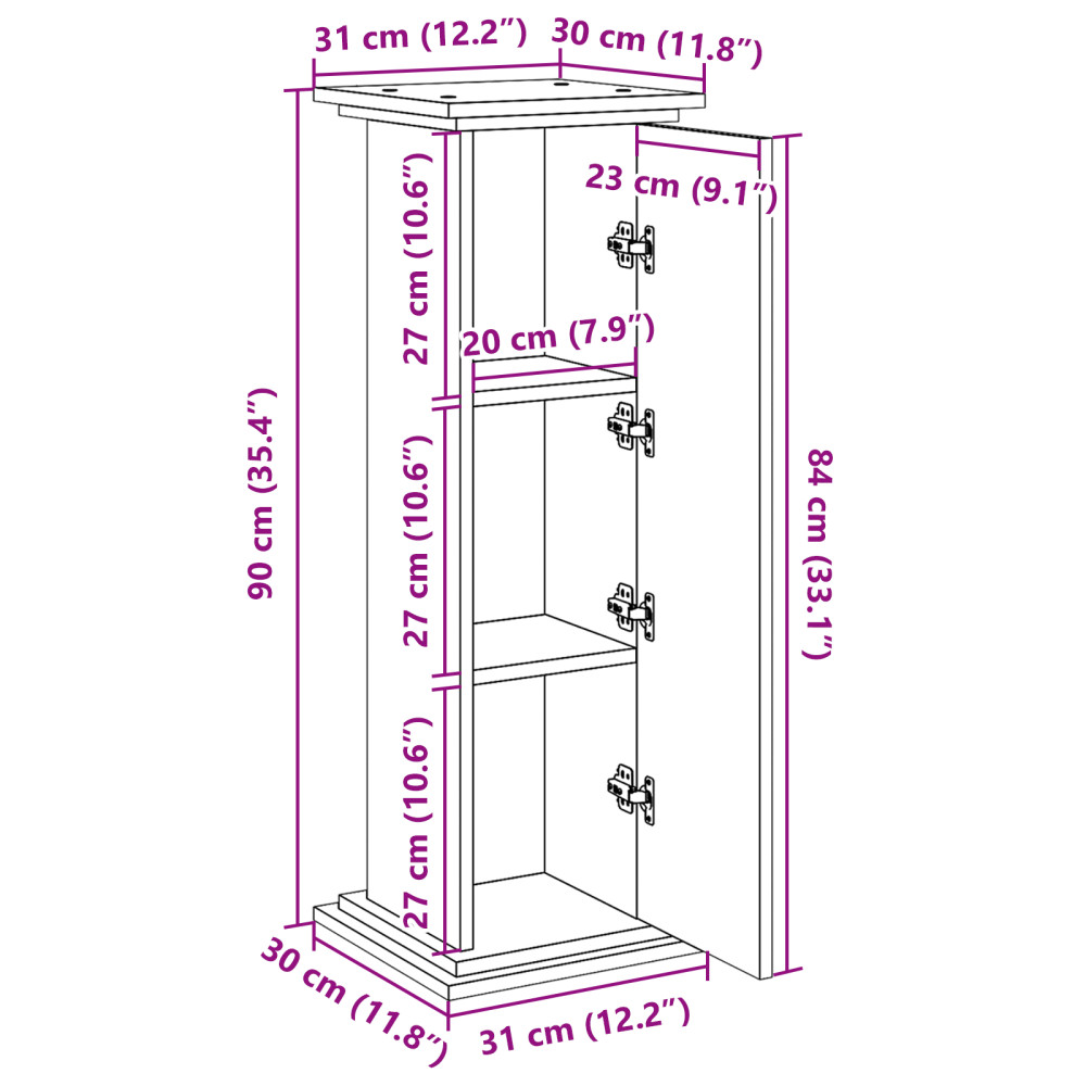 Produktbild för Displayställ med hylla Svart Ek 31 x 30 x 90 cm Konstruerat trä